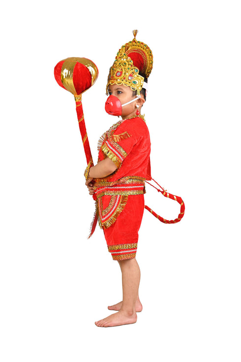 BookMyCostume Complete Hanuman Bajrang Bali Hindu God Kids & Adults Fancy Dress Costume | With Gada
