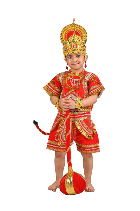 BookMyCostume Complete Hanuman Bajrang Bali Hindu God Kids & Adults Fancy Dress Costume | With Gada