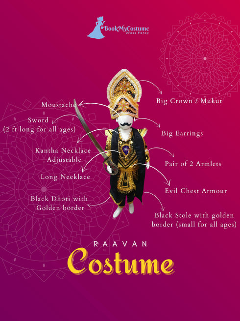 BookMyCostume Ravana Lankesh Kansa Evil Ramayana Ramlila Kids & Adults Fancy Dress Costume With Sword