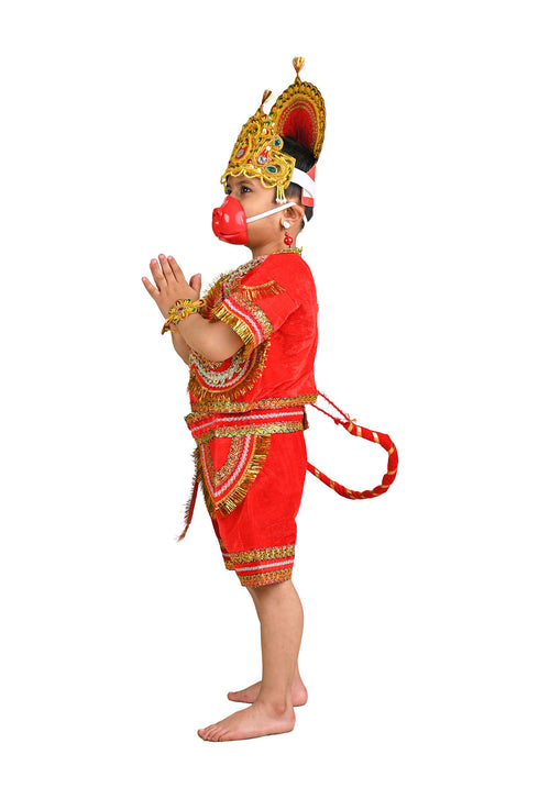 BookMyCostume Lord Hanuman Bajrang Bali Monkey God Hindu Kids & Adults Fancy Dress Costume | Without Gada