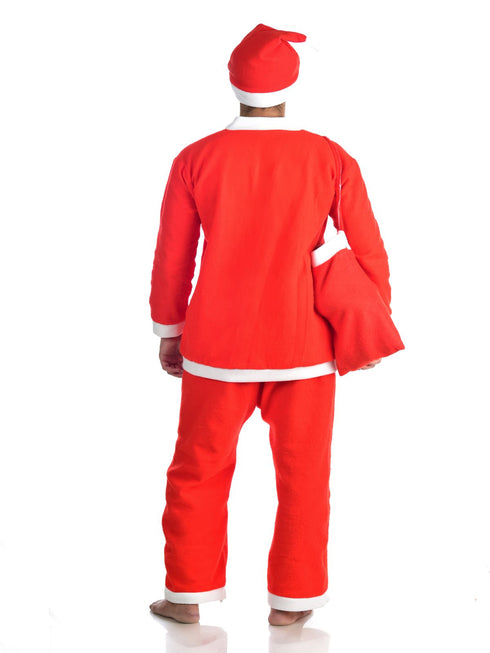 Santa Boy Costume Set of 4 (Jacket, Bottom, Bag, & Cap) Kids & Adults Christmas Costume