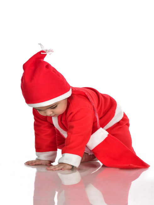 Santa Boy Costume Set of 4 (Jacket, Bottom, Bag, & Cap) Kids & Adults Christmas Costume