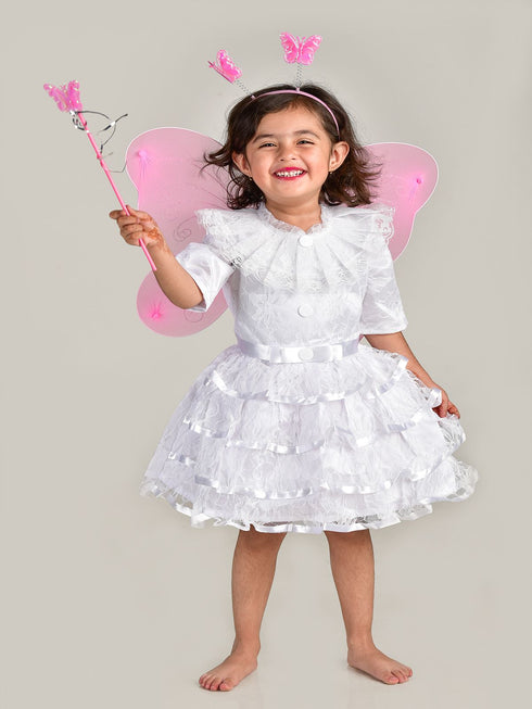 BookMyCostume Fairy Angel with Pink Wings Girls Kids Fancy Dress Costume