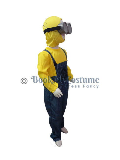 Yellow Childlike Cartoon Character (Despicable Me) With Goggles Kids Fancy Dress Costume | Premium | Imported