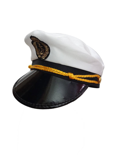 Buy White Navy Air Force Pilot Officer Cap Accessory for Boys Kids Adult Fancy Dress Costume