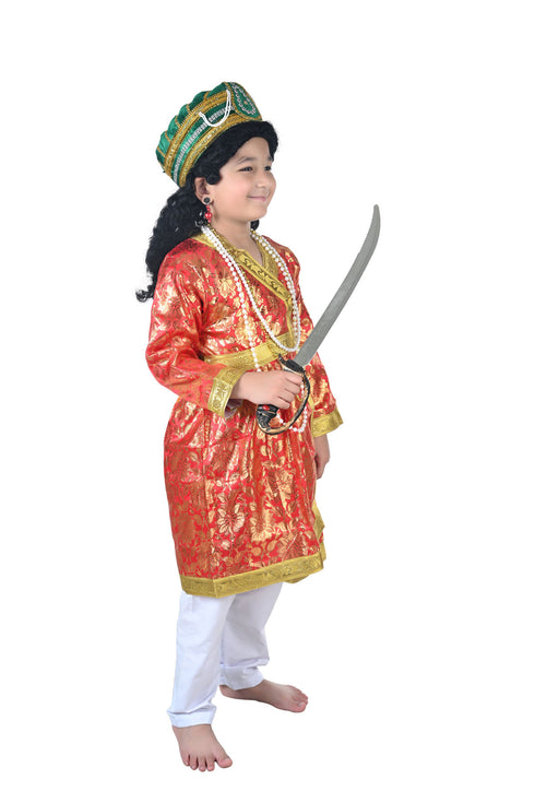 BookMyCostume Mughal Emperor Sultan with Wig & Sword Kids & Adult Fancy Dress Costume for Boys