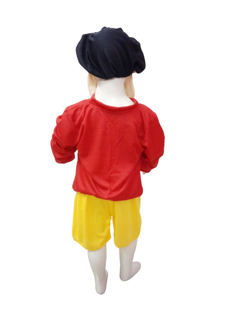 BookMyCostume Red & Yellow Playful & Naughty Boy Cartoon Character Kids Fancy Dress Costume