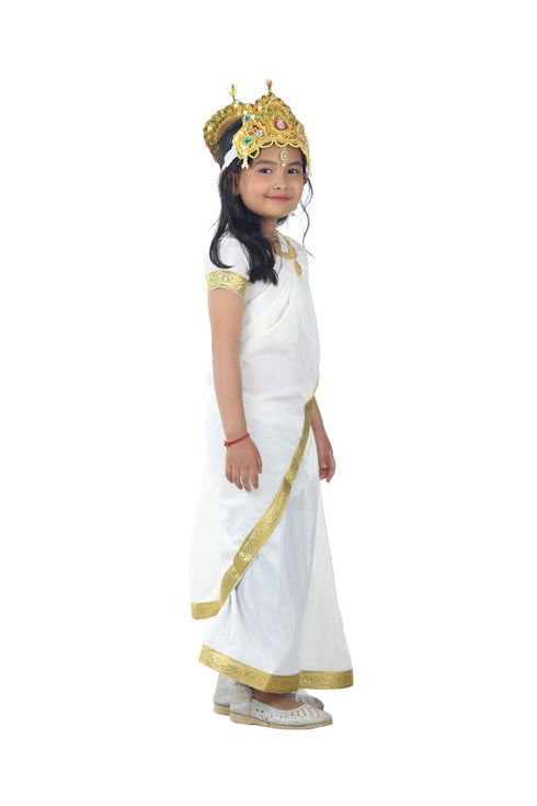 BookMyCostume Mahagauri Parvati Mata Hindu Goddess Saree for Girls & Adults Fancy Dress Costume