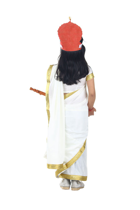 Sarasvati Mata Hindu Goddess Saree for Girls & Women Fancy Dress Costume with Sitar