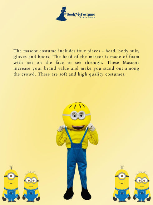 BookMyCostume Buy Yellow Childlike Cartoon Mascot Costume For Theme Birthday Party & Events | Adults | Full Size