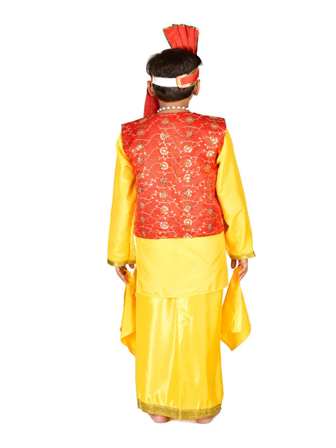 BookMyCostume Punjabi Bhangra Baisakhi Folk Dance Costume for Boys and Men | Yellow & Red