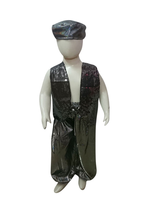 BookMyCostume Arabian Boys Belly Dance Western Costume Shirt Harem Pant Cap Kids & Adult Fancy Dress Costume | Grey