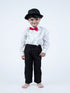 BookMyCostume Ballroom Western Dance White Frill Shirt Black Pant Hat & Bow Set Kids Fancy Dress Costume