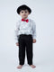 BookMyCostume Ballroom Western Dance White Frill Shirt Black Pant Hat & Bow Set Kids Fancy Dress Costume