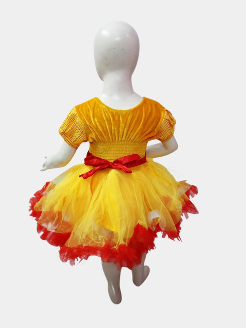 BookMyCostume Red & Yellow Fire Western Dance Skirt Girls Fancy Dress Costume - Premium