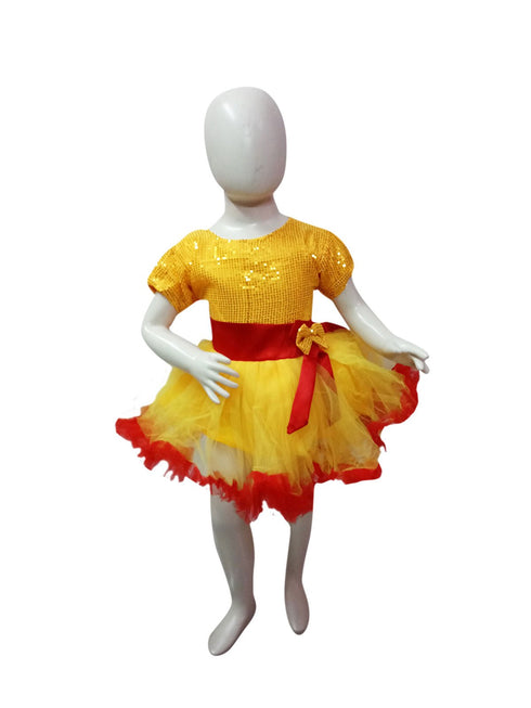 BookMyCostume Red & Yellow Fire Western Dance Skirt Girls Fancy Dress Costume - Premium