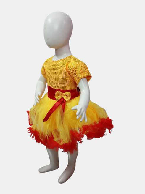 BookMyCostume Red & Yellow Fire Western Dance Skirt Girls Fancy Dress Costume - Premium