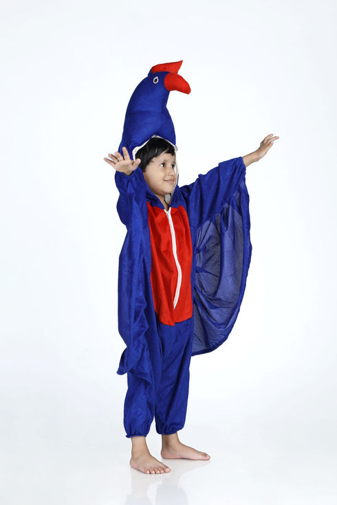 BookMyCostume Peacock Blue Jumpsuit Indian National Bird Kids Fancy Dress Costume