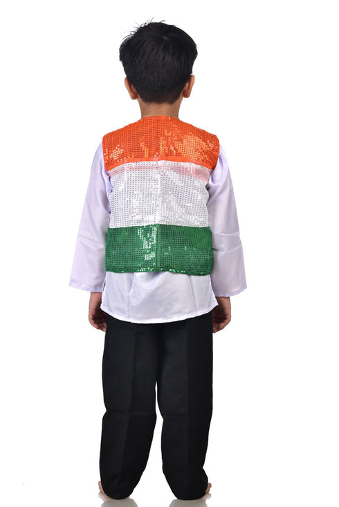 BookMyCostume Patriotic Dance Tricolour Jacket Black Trousers for Boys Kids and Adult Fancy Dress Costume