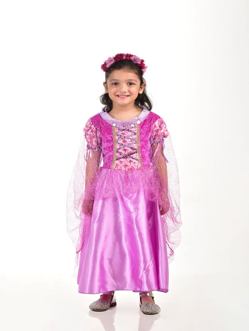 BookMyCostume German Princess Long Hair Fairytale Princess Kids Fancy Dress Costume