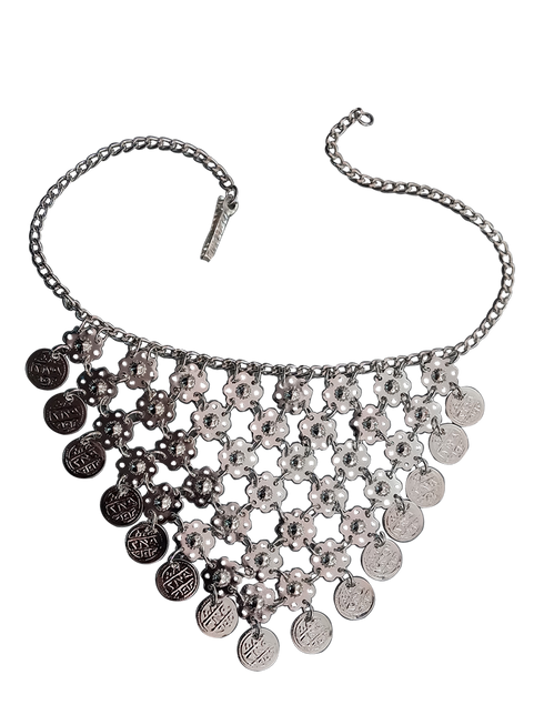 Ethnic Silver Coin Necklace - Assorted - Traditional Fancy Dress Costume Accessory for Girls