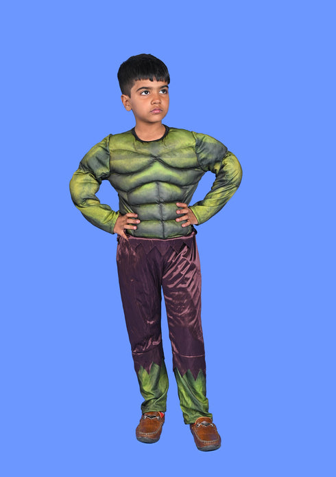 BookMyCostume The Green Smasher Superhero Kids Fancy Dress Costume - Muscle Look - Imported