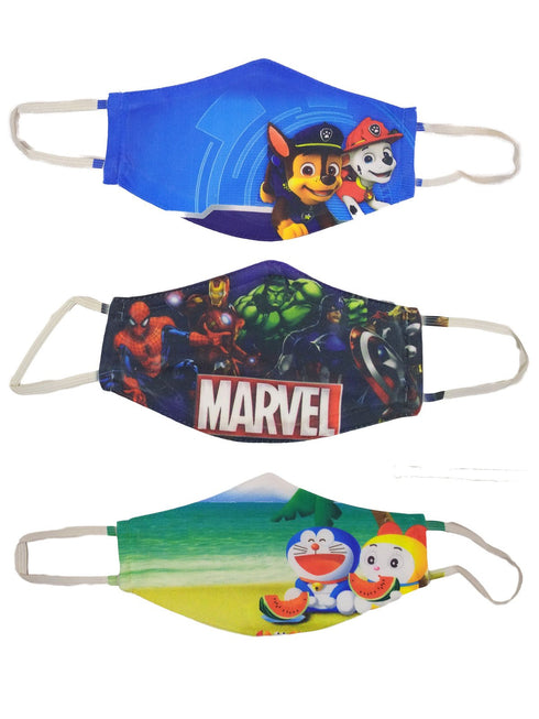 Pack of 3 - Kids Face Masks Superheroes Cartoons Fairy Tale Theme - Premium