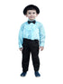 BookMycostume Ballroom Western Dance Blue Frill Shirt Black Pant Hat & Bow Set Kids Fancy Dress Costume