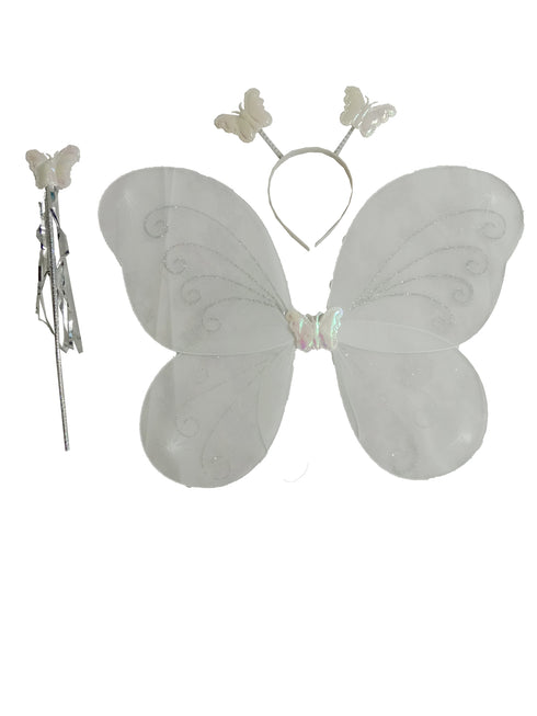 Princess Fairy Wings with Wand & Headband Girls Fancy Dress Costume Accessory