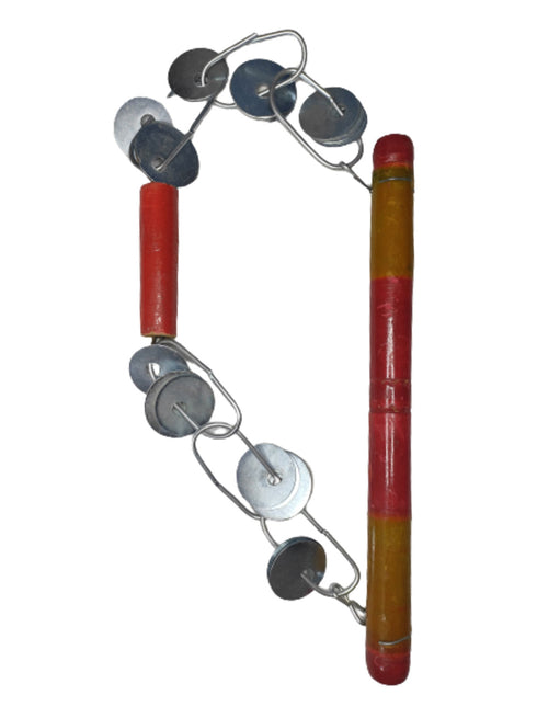 BookMyCostume Lezim Musical Instrument with Jingling Cymbals Maharashtrian Dance Lezium Fancy Dress Costume Accessory