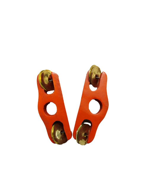 BookMyCostume Kids Wooden Khartal for Bhajan/Kirtan – Orange Temple Costume Accessory Religious Instrument for Kids