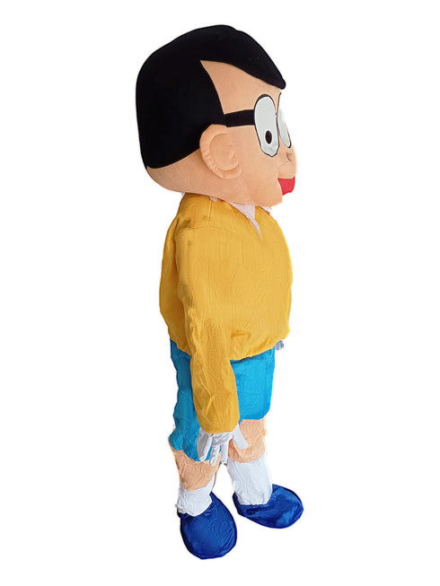 BookMyCostume Lazy & Clumsy Cartoon Character Mascot Costume with Specs for Theme Parties & Events | Adult Full-Size | Yellow & Blue