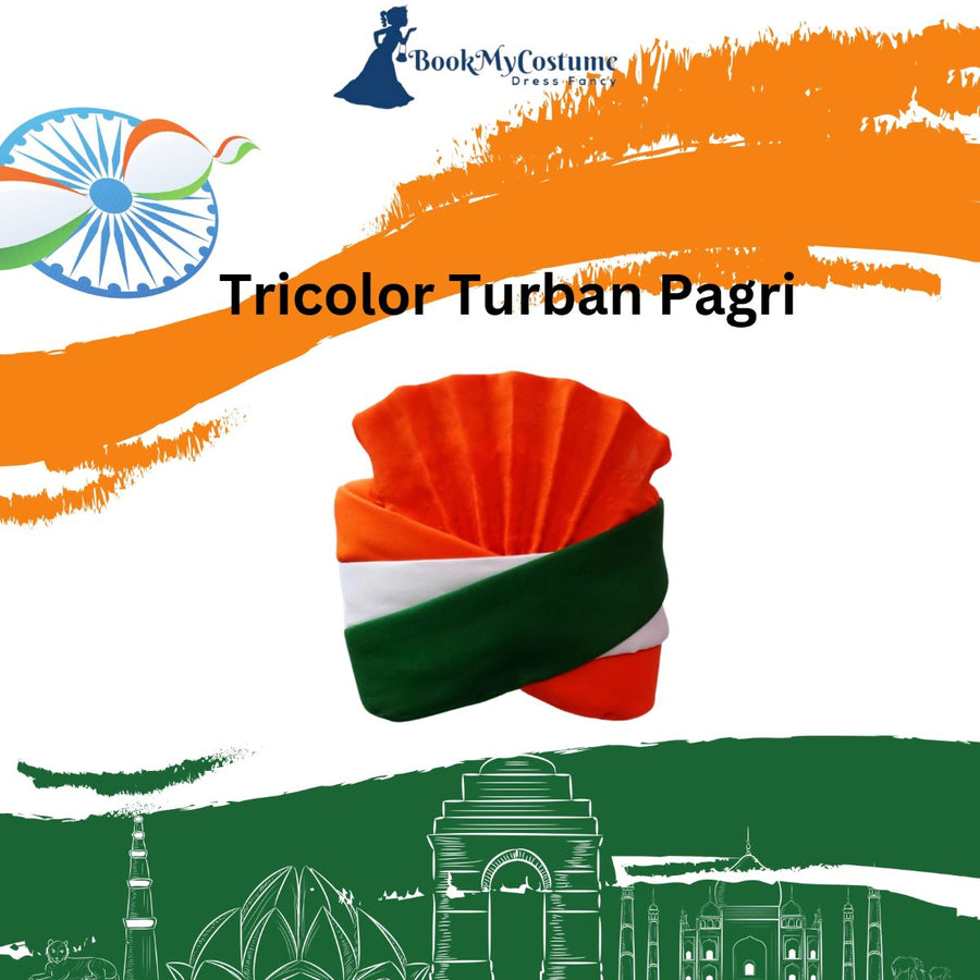 Tricolor Patriotic Turban Pagdi For Kids and Adults for Independence and Republic Day