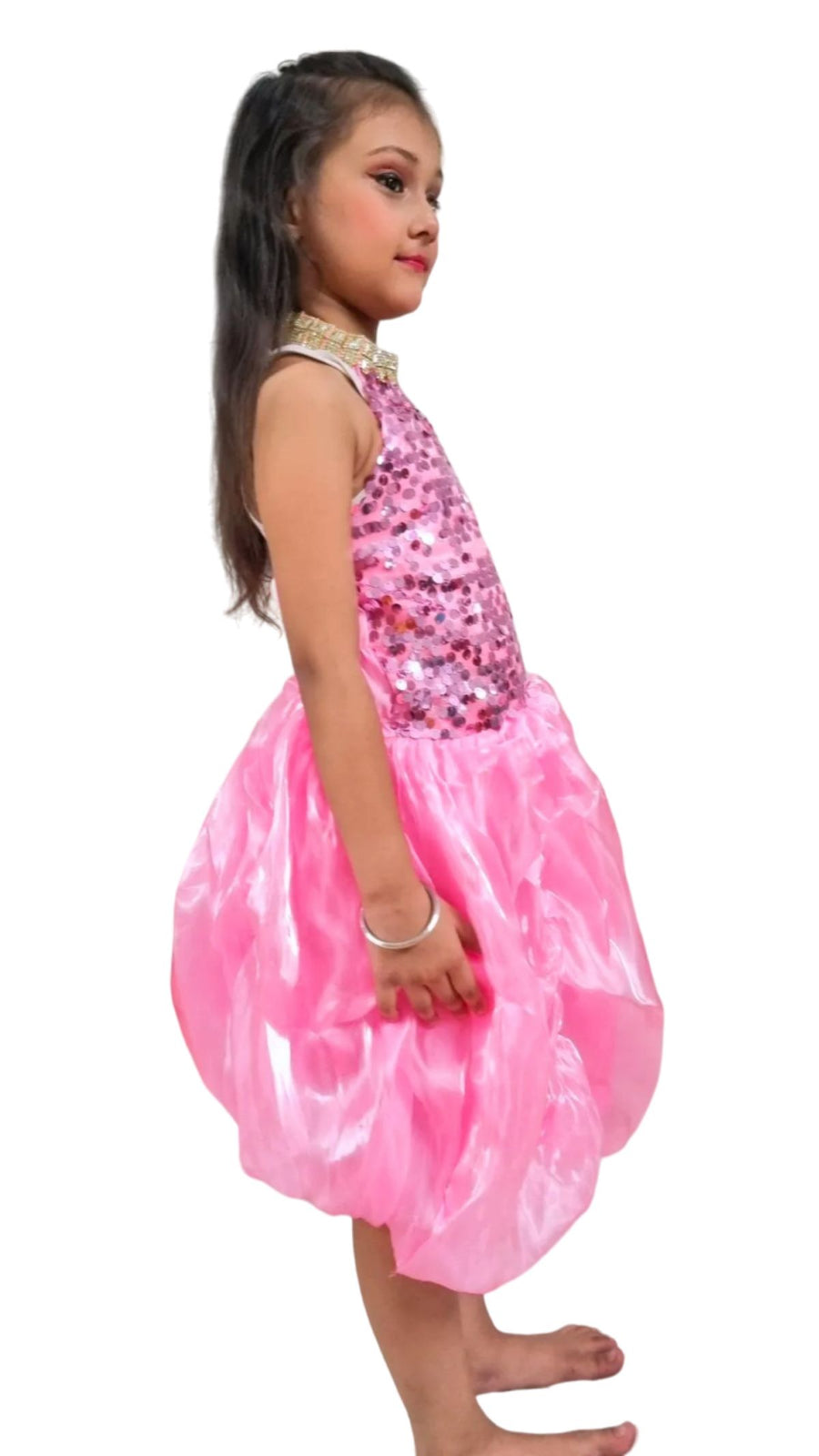 Pink Balloon Frock Western Dance Costume Dress for Girls - Premium