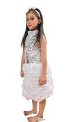 White Balloon Frock Western Dance Costume Dress for Girls - Premium