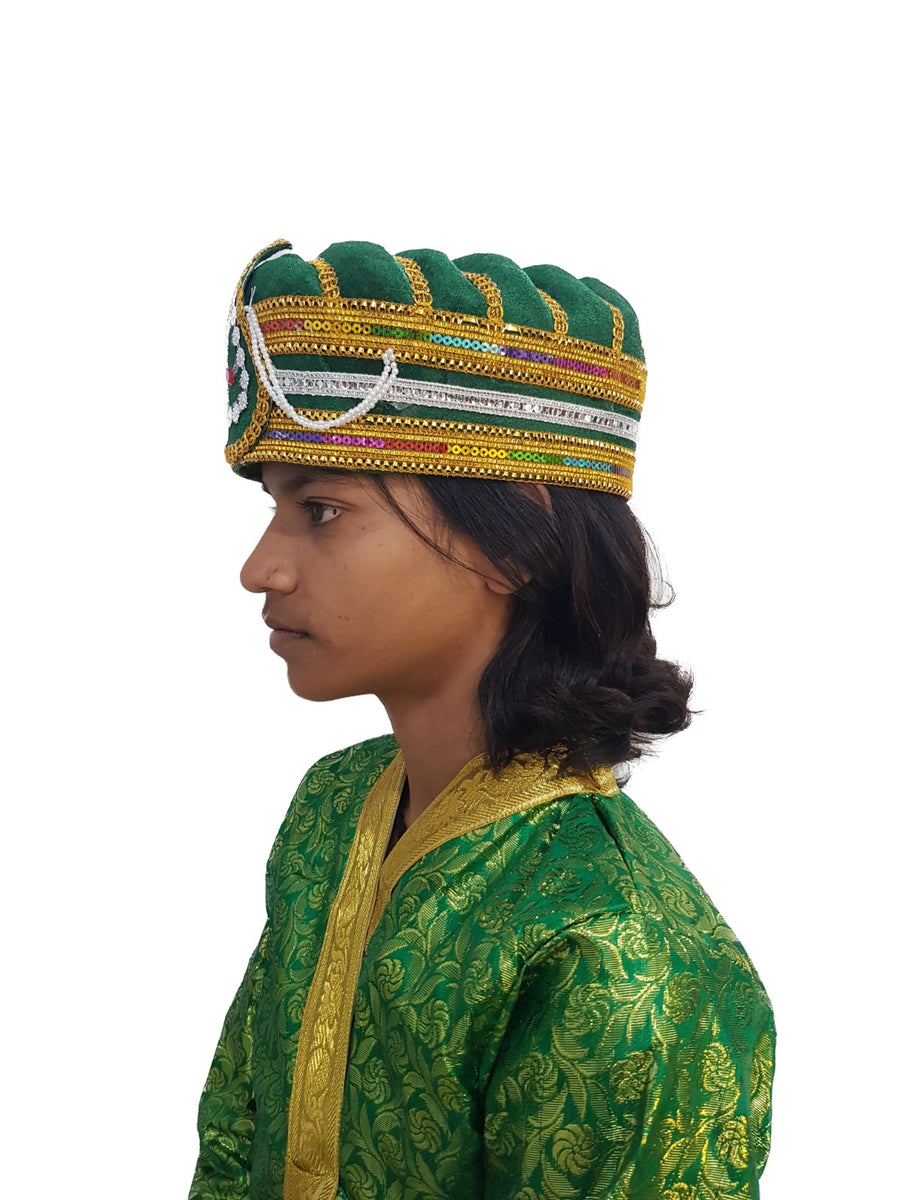 Green Mughal Emperor Ruler Pagdi Indian Turban for Boys and Men