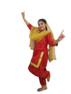 Punjabi Giddha Baisakhi Folk Dance Costume for Girls and Females | Golden & Red | without Jewellery