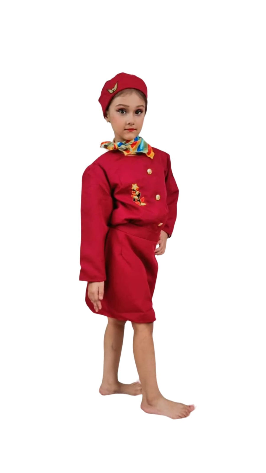 International Airline Air Hostess Kids Fancy Dress Costume for Girls - imported