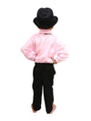 Ballroom Western Dance Pink Frill Shirt Black Pant Hat & Bow Set Kids Fancy Dress Costume