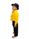 Ballroom Western Dance Yellow Frill Shirt Black Pant Hat & Bow Set Kids Fancy Dress Costume