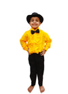 Ballroom Western Dance Yellow Frill Shirt Black Pant Hat & Bow Set Kids Fancy Dress Costume