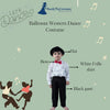 Ballroom Western Dance White Frill Shirt Black Pant Hat & Bow Set Kids Fancy Dress Costume