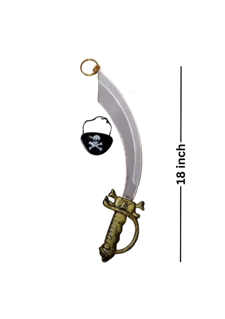 Pirate Cutlass Sword Eye Patch Earring Set Kids and Adults Fancy Dress Costume Accessory for Halloween