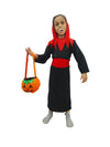 BookMyCostume Vampire Costume for Boys Red and Black Dracula Halloween Costume for Boys with attached Hoodie with Vampire Teeth and Pumpkin basket Combo