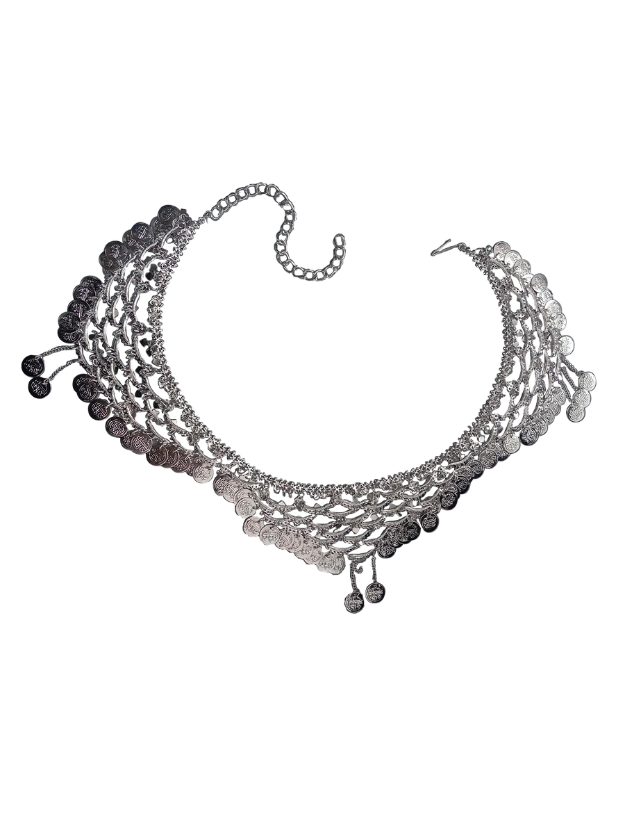 Indian Gypsy Banjara Silver Coin Heavy Waist Chain Kamarband Fancy Dress Costume Accessory for Girls