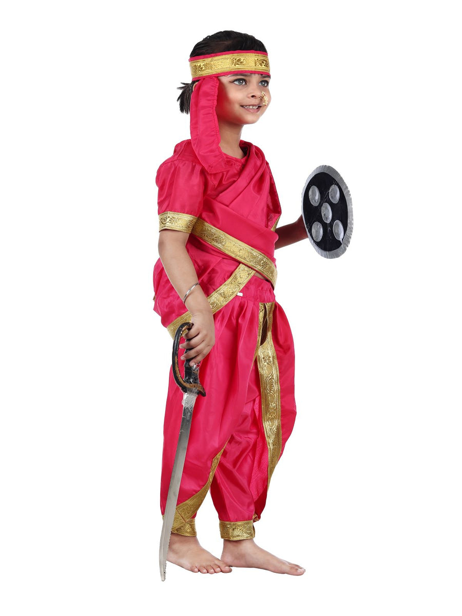 Rani Laxmi Bai Jhansi ki Rani Saree Kids Fancy Dress Costume for Girls with Accessories