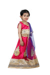 Radha Garba Lehenga Choli Girls Fancy Dress Costume for Girls with Jewellery - Premium - Pink