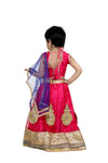 Radha Garba Lehenga Choli Girls Fancy Dress Costume for Girls with Jewellery - Premium - Pink