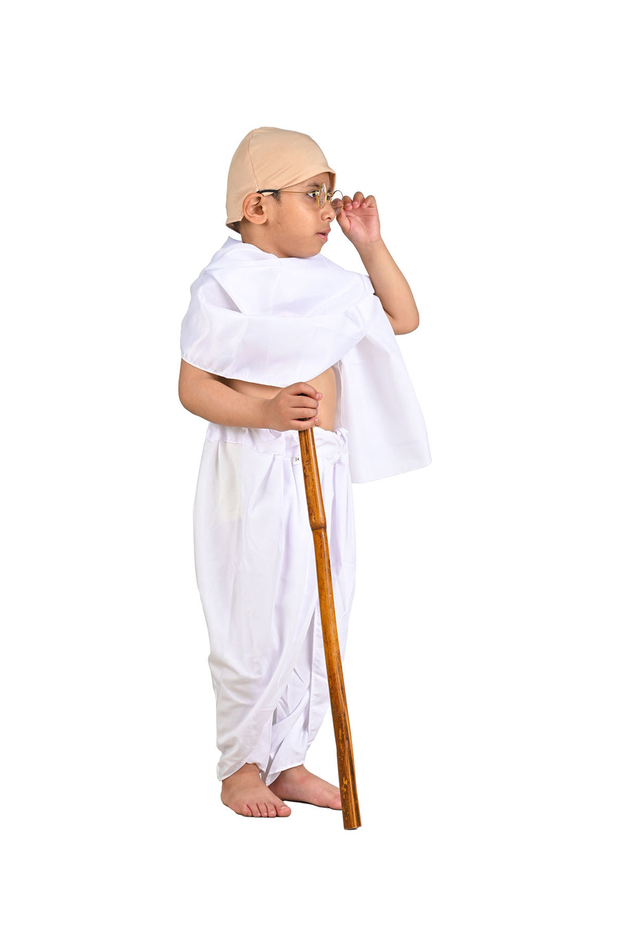 Mahatma Gandhi Bapu with Lathi Freedom Fighter Kids Fancy Dress Costume