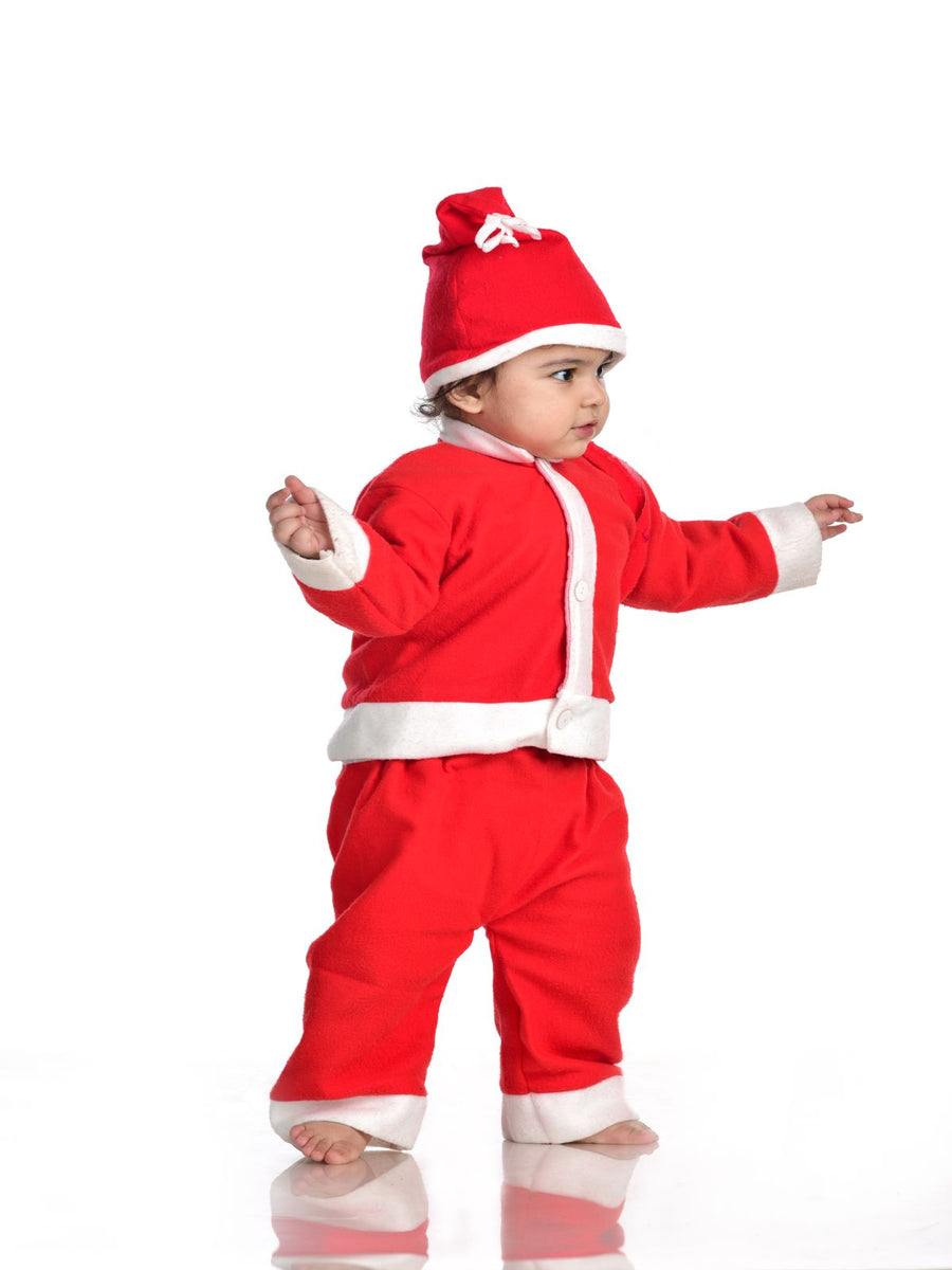 Santa Claus Dress Set of 4 (Jacket, Bottom, Bag, & Cap) Kids & Adults Christmas Costume